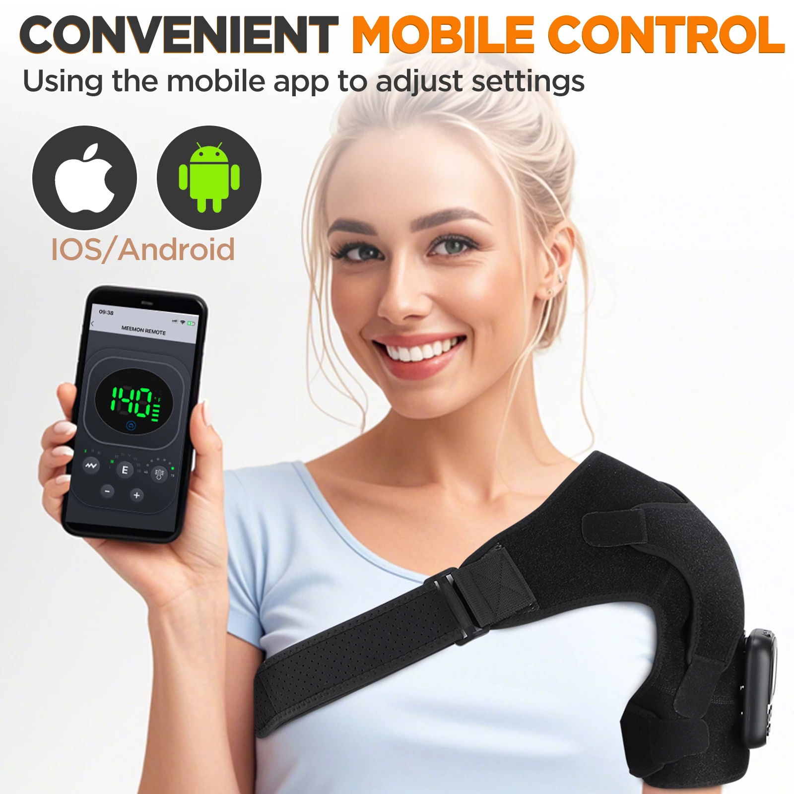 Massageador de Ombro AMH02 Elétrico Vibratório Aquecido Preto - Imagem 3