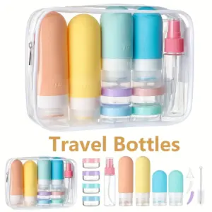 conjunto frascos de silicone para viagem