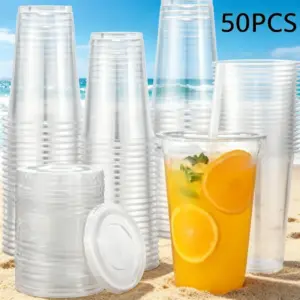 conjunto de 50 copos plásticos descartáveis transparentes