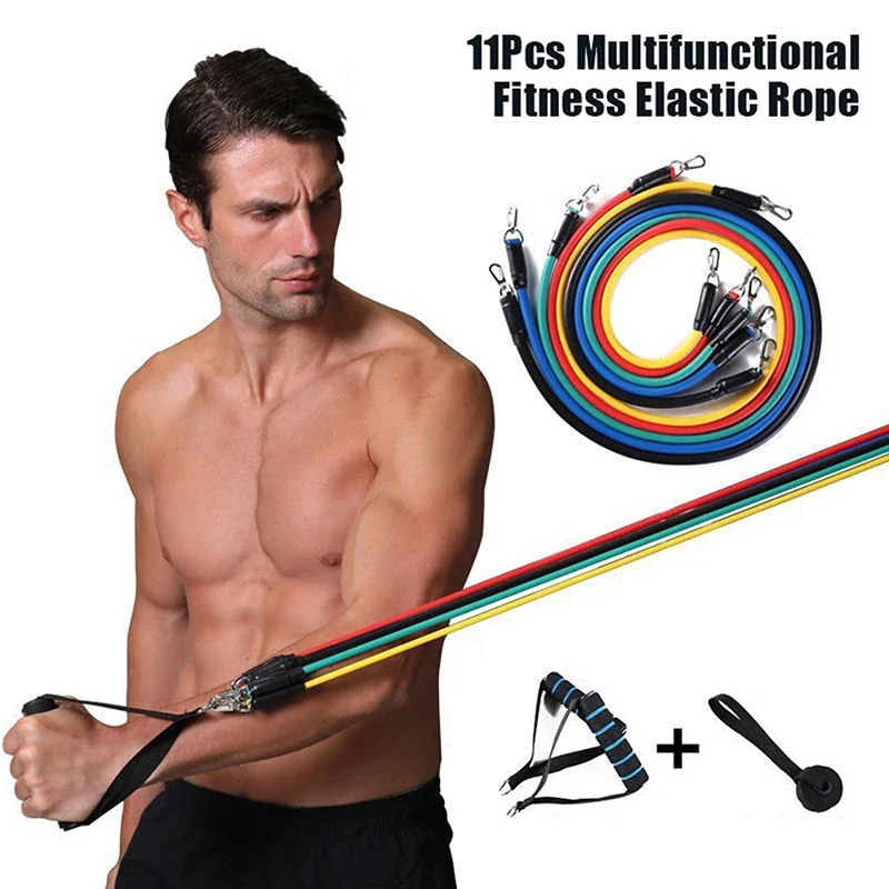 Conjunto 11 Faixas de Resistência TPE Fitness Branco Preto - Imagem 2