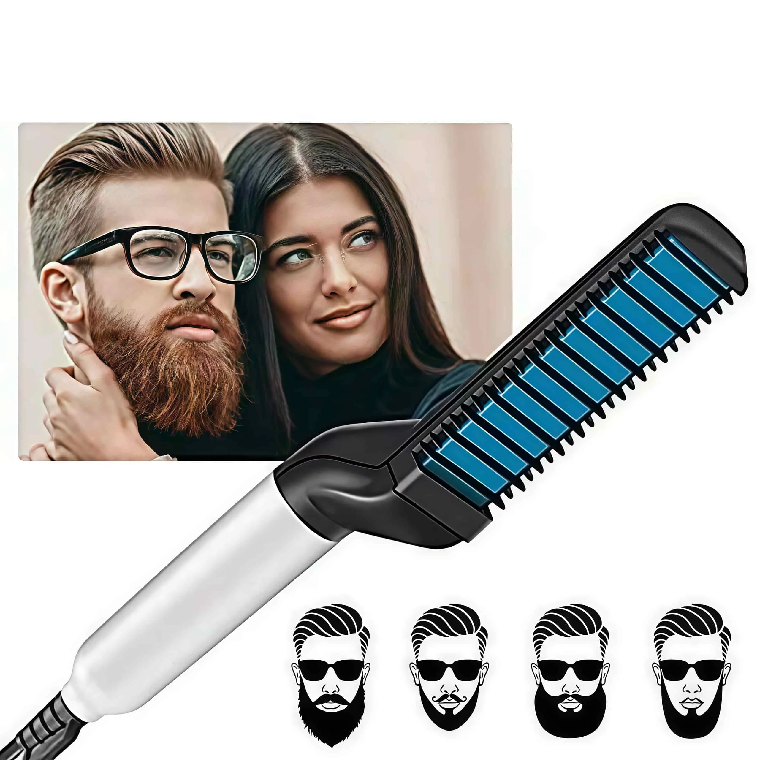 Escova Alisadora Elétrica Multifuncional para Barba e Cabelo - Imagem 5