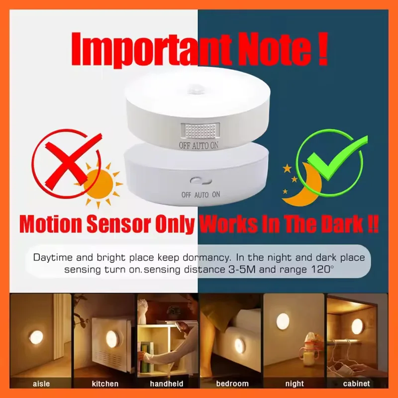 Luz Noturna LED com Sensor de Movimento USB Recarregável - Imagem 6