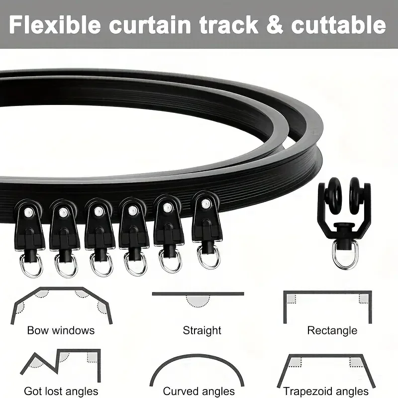 Trilho de Cortina Flexível Dobrável para Teto e Parede - Imagem 2