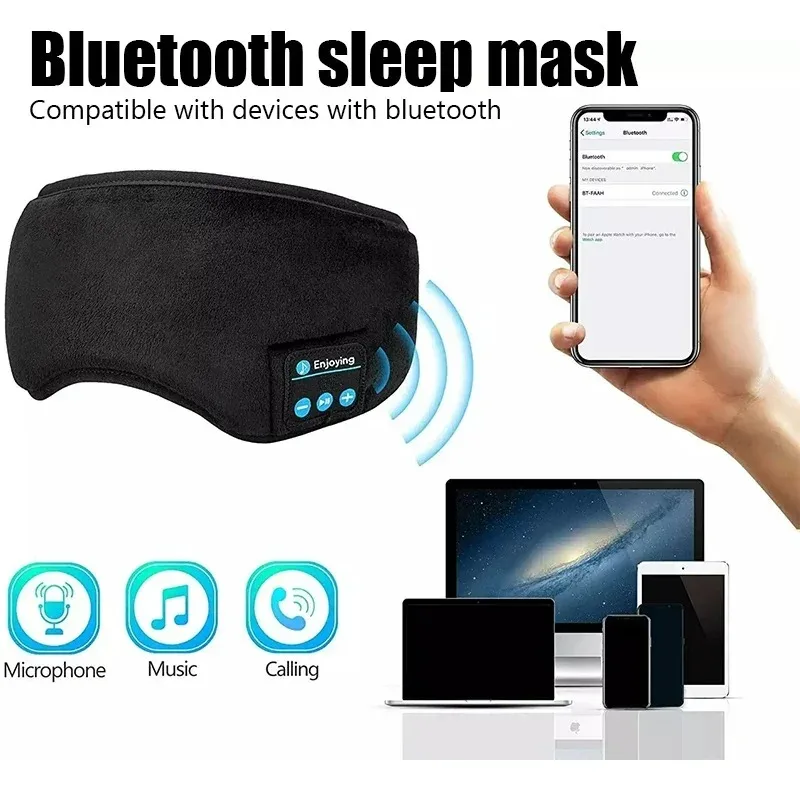Máscara de Olho Musical Bluetooth Sono Elástica Cinza - Imagem 2
