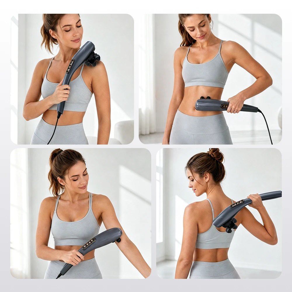Massageador de Percussão de Mão Cinza 12 Modos 220V - Imagem 3