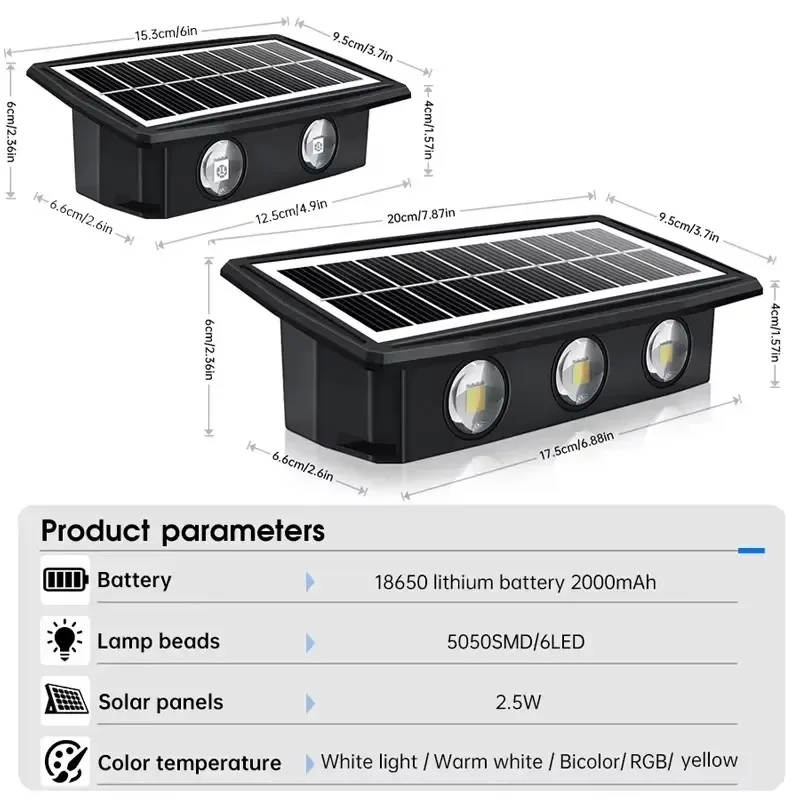 Luminária de Parede Solar LED para Exterior - Imagem 4