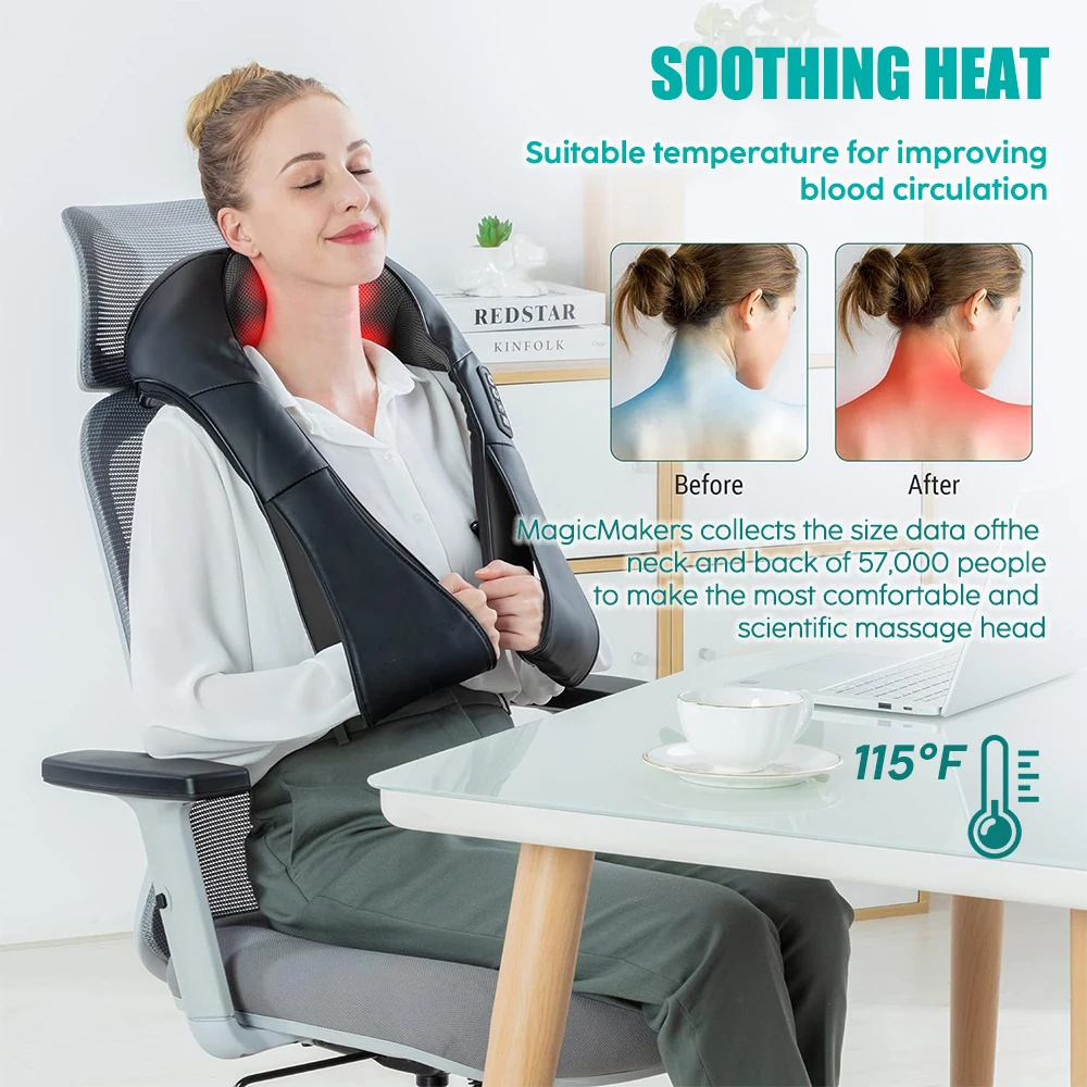 Massageador Shiatsu Elétrico Pescoço e Ombro Marfim - Imagem 3