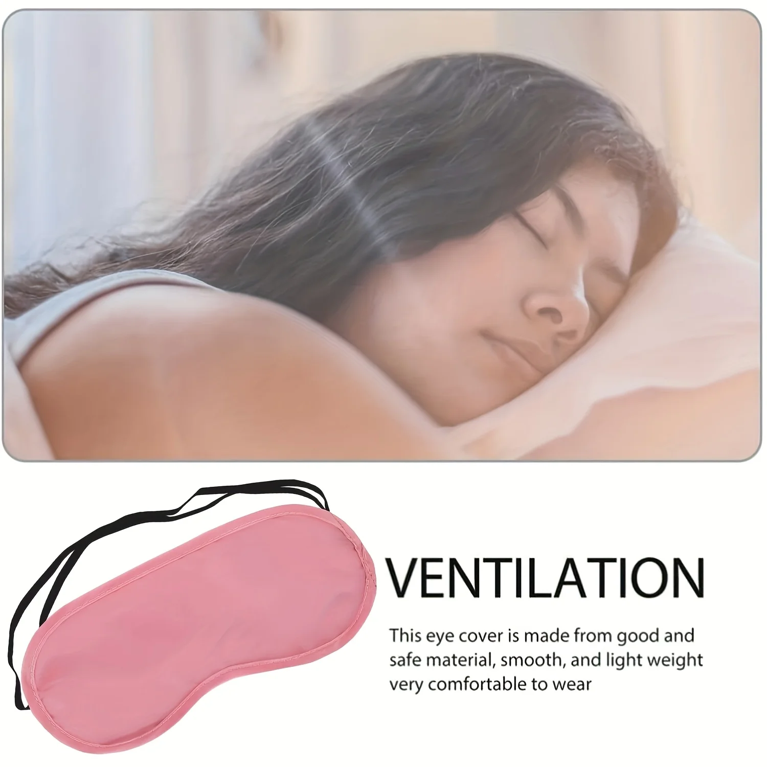 Máscara de Seda Rosa para Dormir com Tiras Ajustáveis - Imagem 2