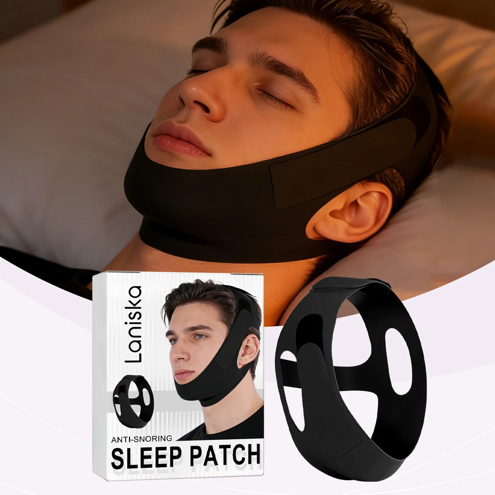Faixa Queixo Antirronco Suporte Sono Ajustável Branco - Imagem 3
