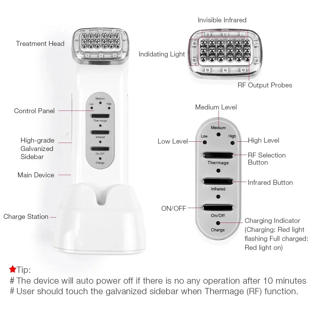 Dispositivo RF Recarregável Firmador Facial Infravermelho - Imagem 5