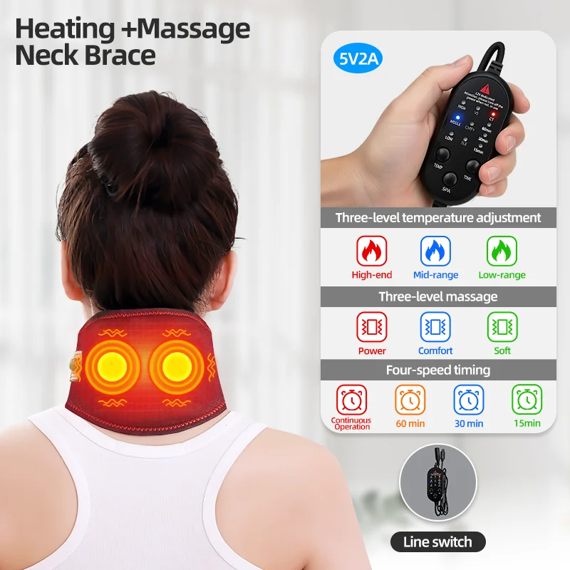 Suporte de Pescoço Elétrico Aquecido Massageador Vibratório - Imagem 2