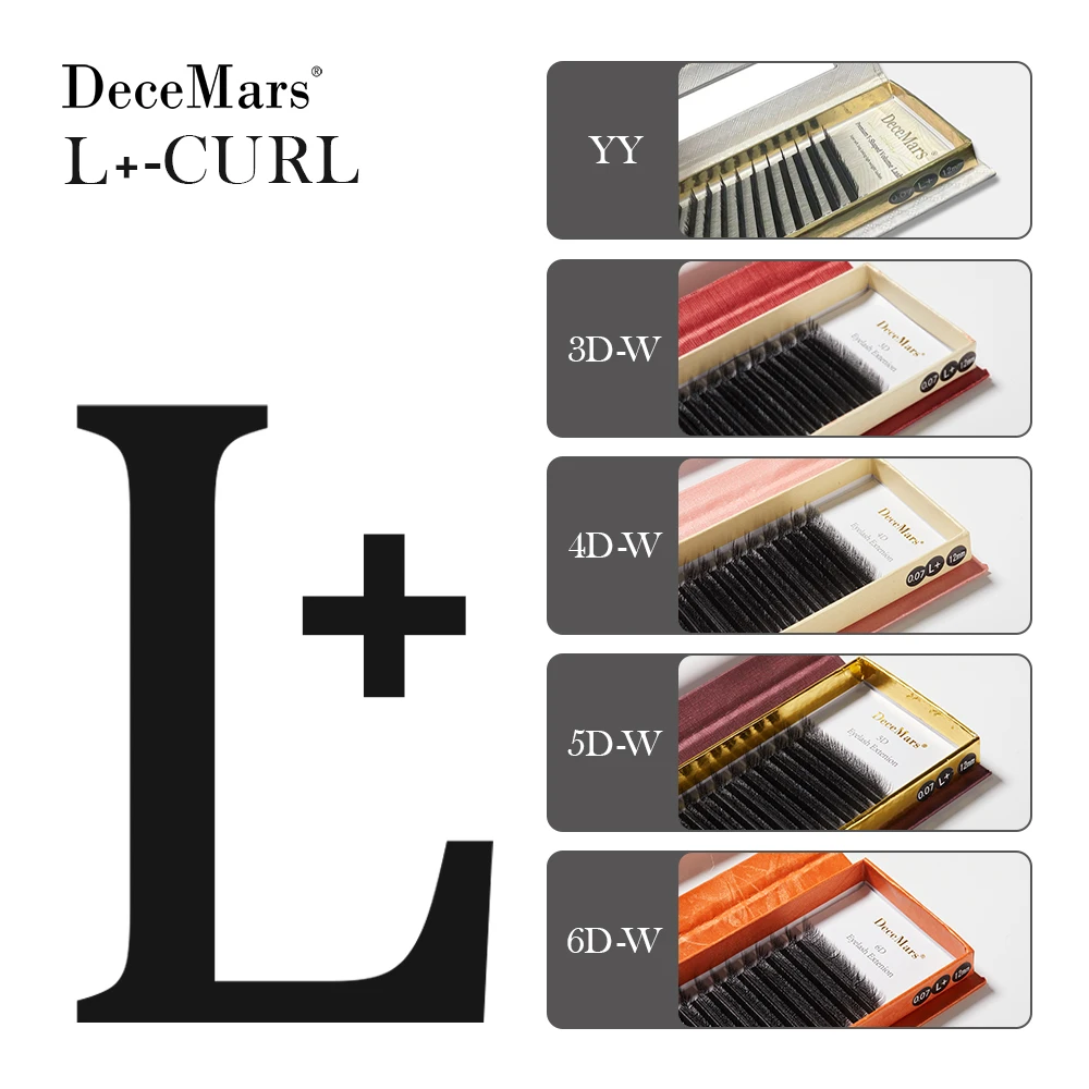 DeceMars Extensão de Cílios L-curl M Curl YY 3D 12 linhas - Imagem 2