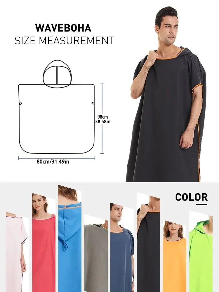 Toalha Microfibra Capuz Poncho Surf Secagem Rápida Cores - Imagem 6