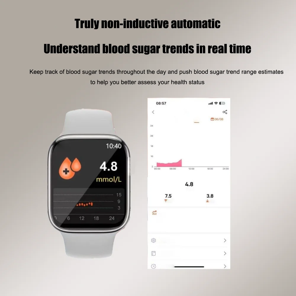 Relógio Inteligente Monitor de Glicose Ácido Úrico Lipídios ECG - Imagem 4