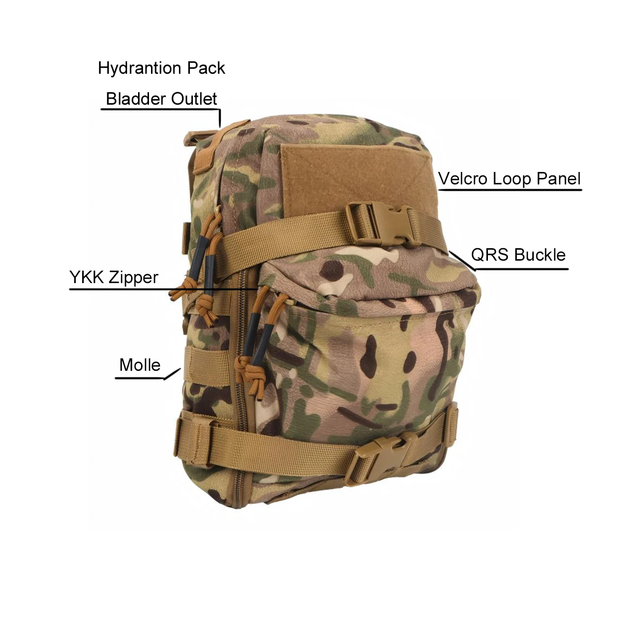 Mini Mochila de Hidratação Tática 1000D Nylon - Imagem 3