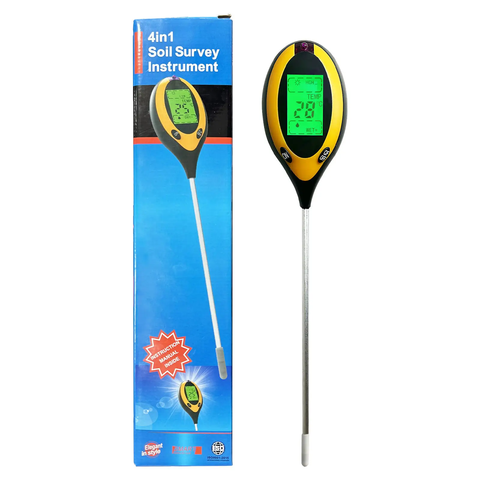 Testador de Solo Digital 4 em 1 pH Umidade Temperatura Luz - Imagem 3