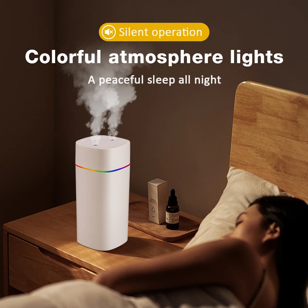 Umidificador de Ar 600ml Branco Micro-USB Luz Colorida - Imagem 4