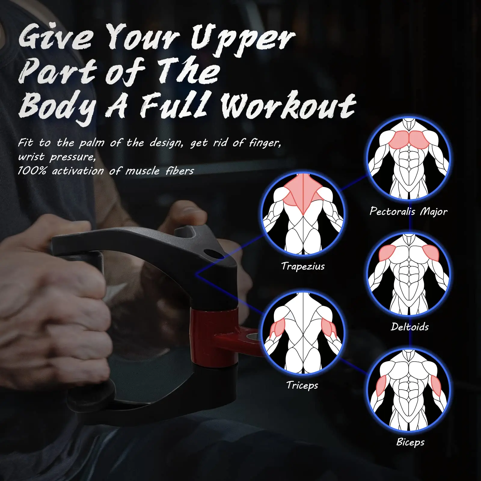 Alça Ergonômica em V para Pulldown e Remada Preto - Imagem 3