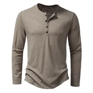 camisa masculina henley algodão
