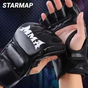 luvas de boxe meio dedo couro