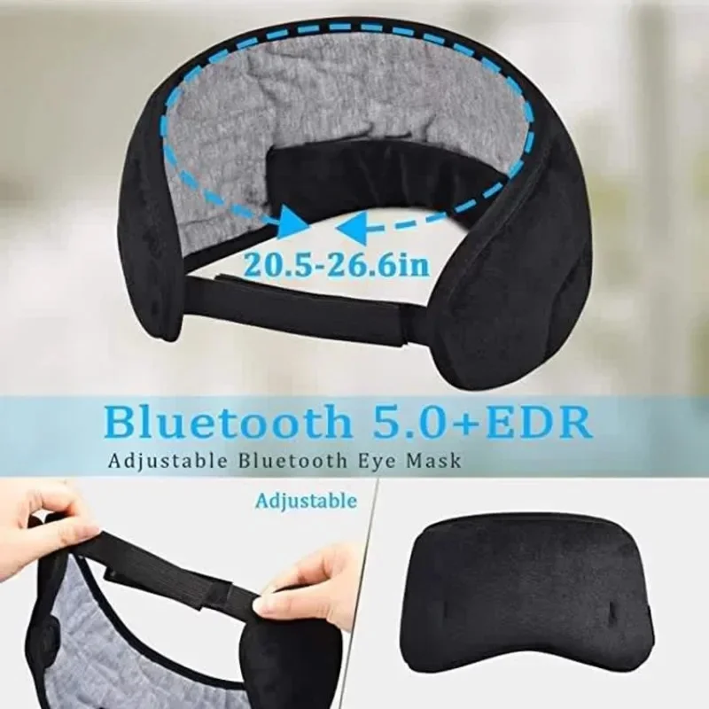 Máscara de Olho Musical Bluetooth Sono Elástica Cinza - Imagem 6