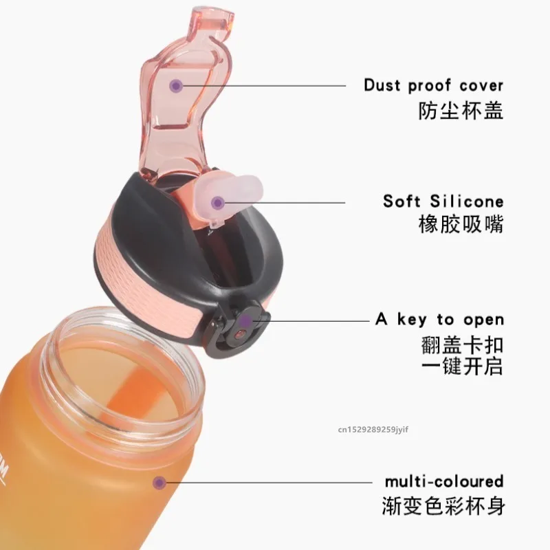 Garrafa de Água Plástica 1000ml Laranja com Canudo - Imagem 2