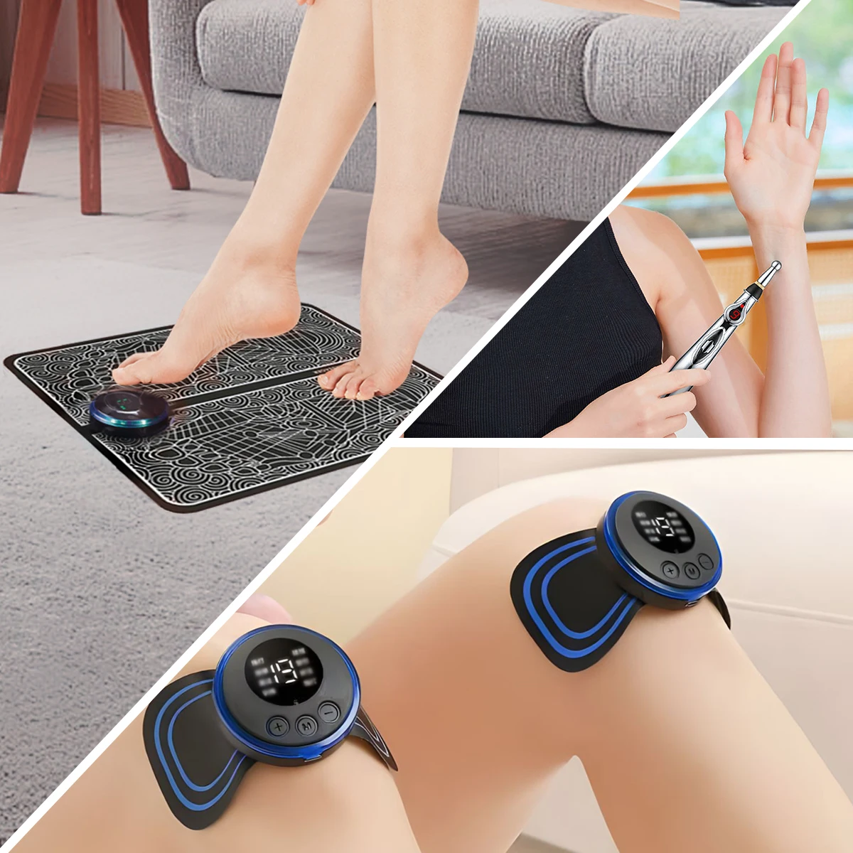 Massageador Elétrico de Pés EMS Dobrável Portátil Preto - Imagem 5