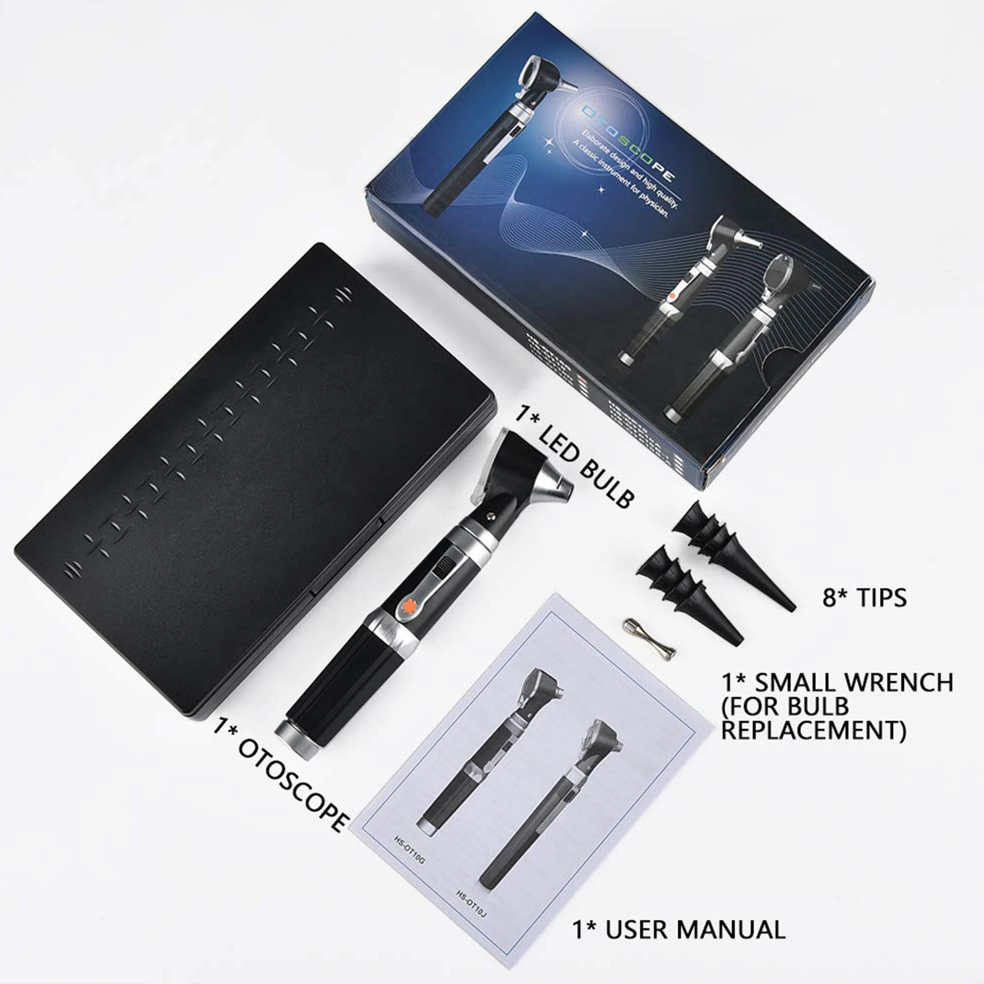 Otoscópio de Bolso LED com Lente 3X Preto - Imagem 6