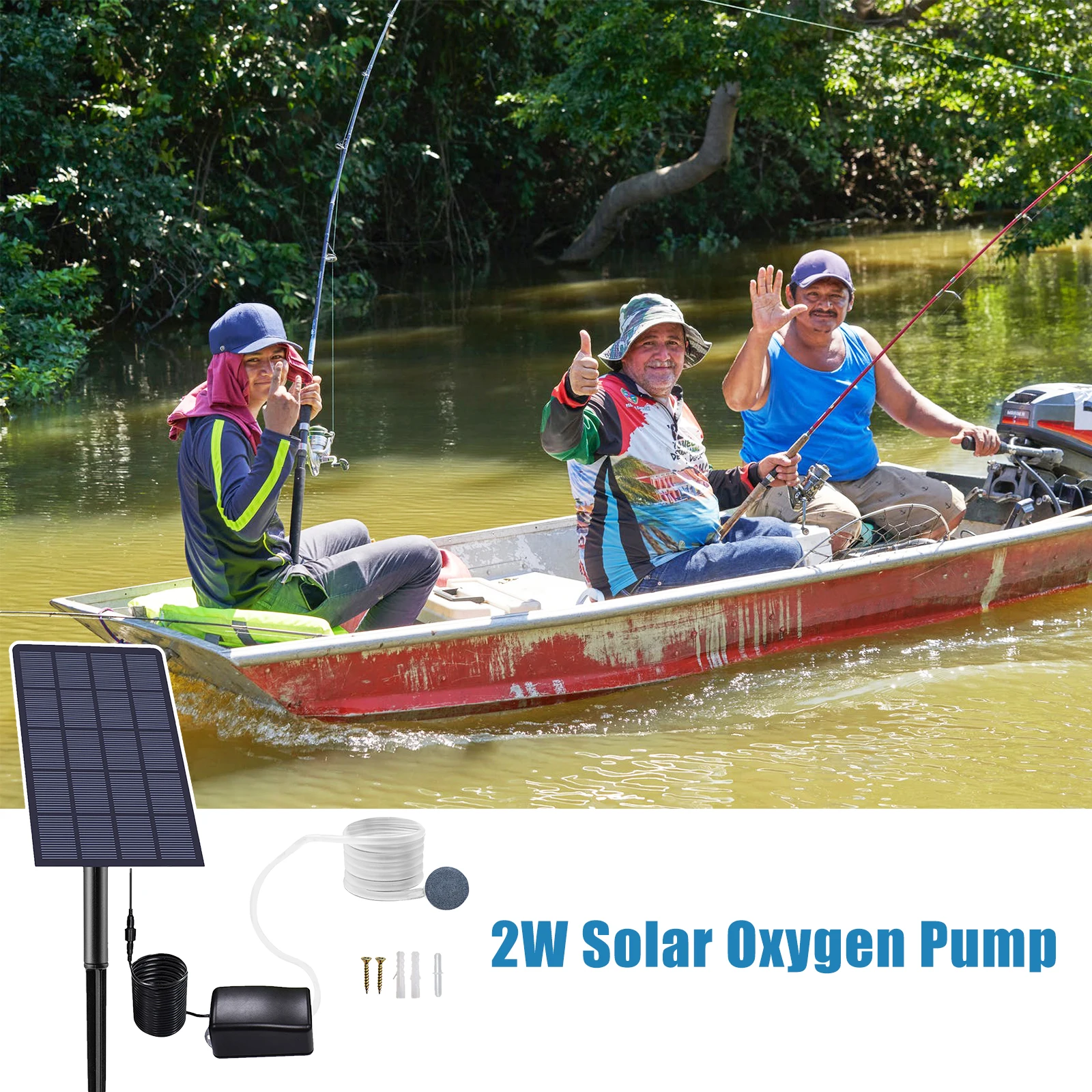 Bomba de Oxigênio Solar 2W para Tanque de Peixes e Aquário - Imagem 3