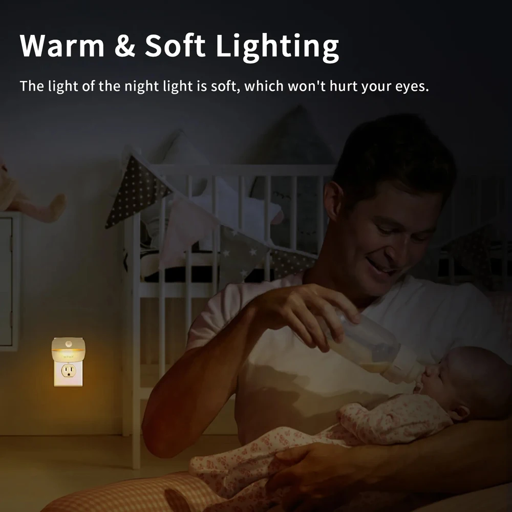 Lâmpada Noturna LED com Sensor de Movimento Bivolt Plugue UE - Imagem 3
