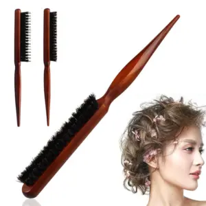 escova de cabelo profissional cerdas javali madeira