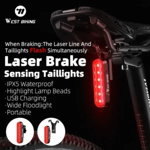 lanterna traseira bicicleta sensor freio
