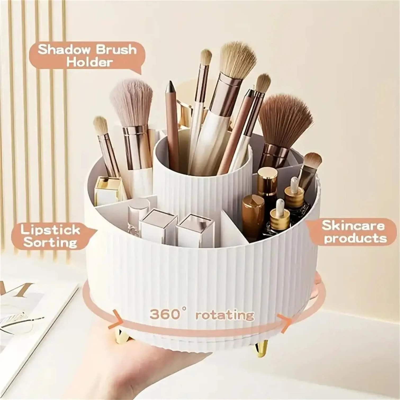 Organizador de Maquiagem Giratório 360° Plástico 5 Compartimentos - Imagem 3