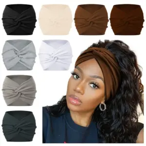 faixa de cabelo larga boho cinza