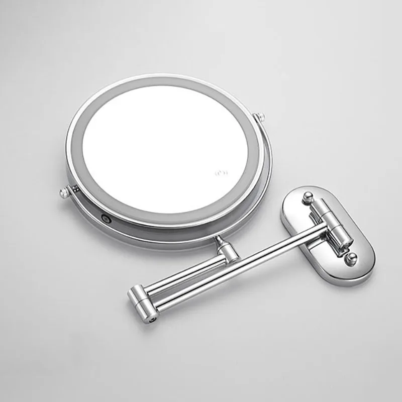 Espelho de Maquiagem Dobrável HD com Luz LED Tricolor USB Branco - Imagem 3