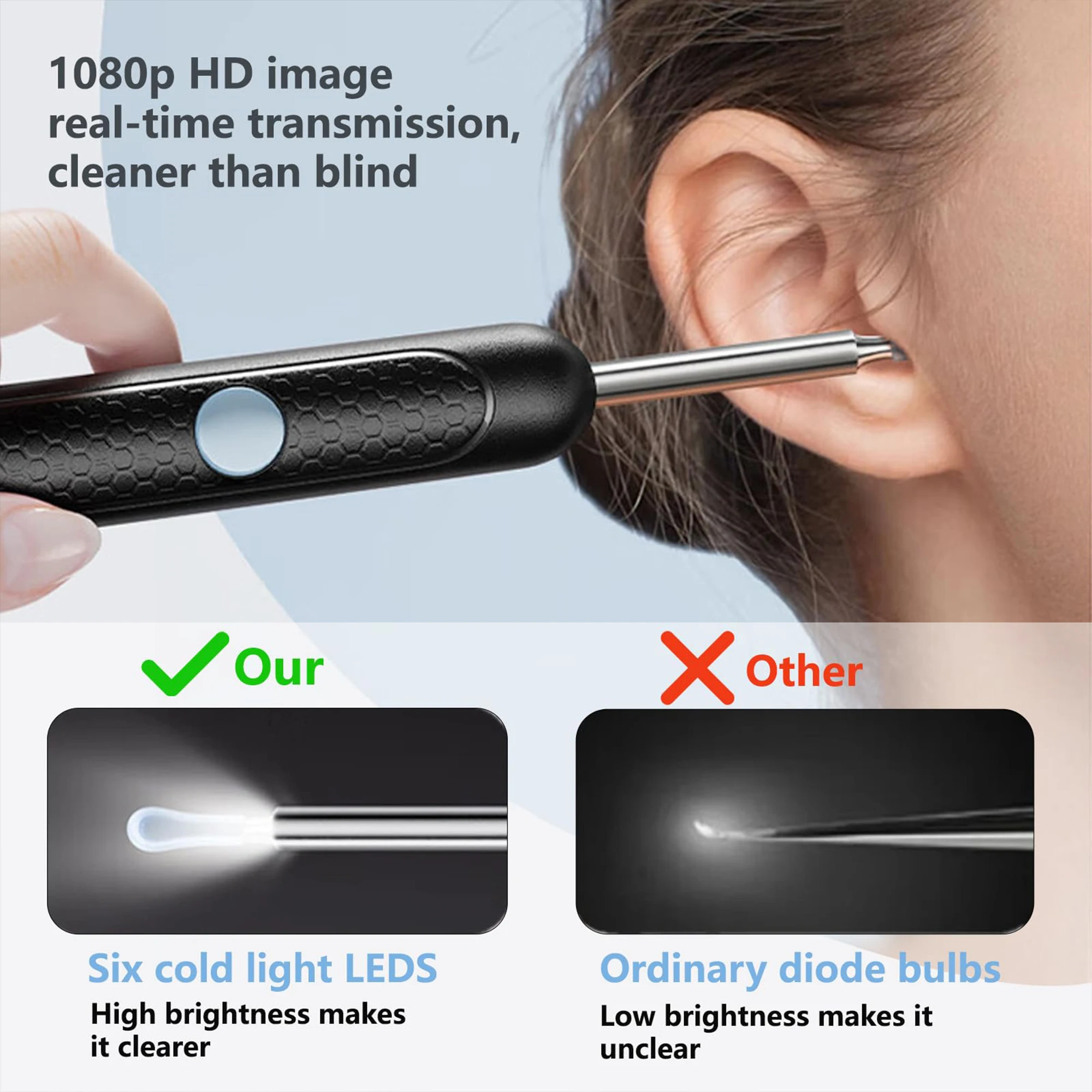 Limpador de Ouvido com Câmera 1080P e Kit 8 Peças - Imagem 3