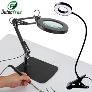 lâmpada de mesa com lupa usb