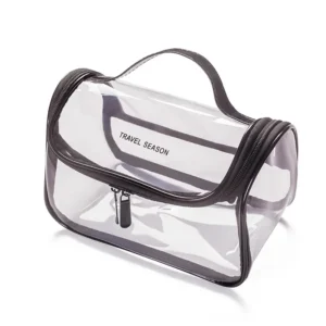 bolsa cosmética de viagem transparente