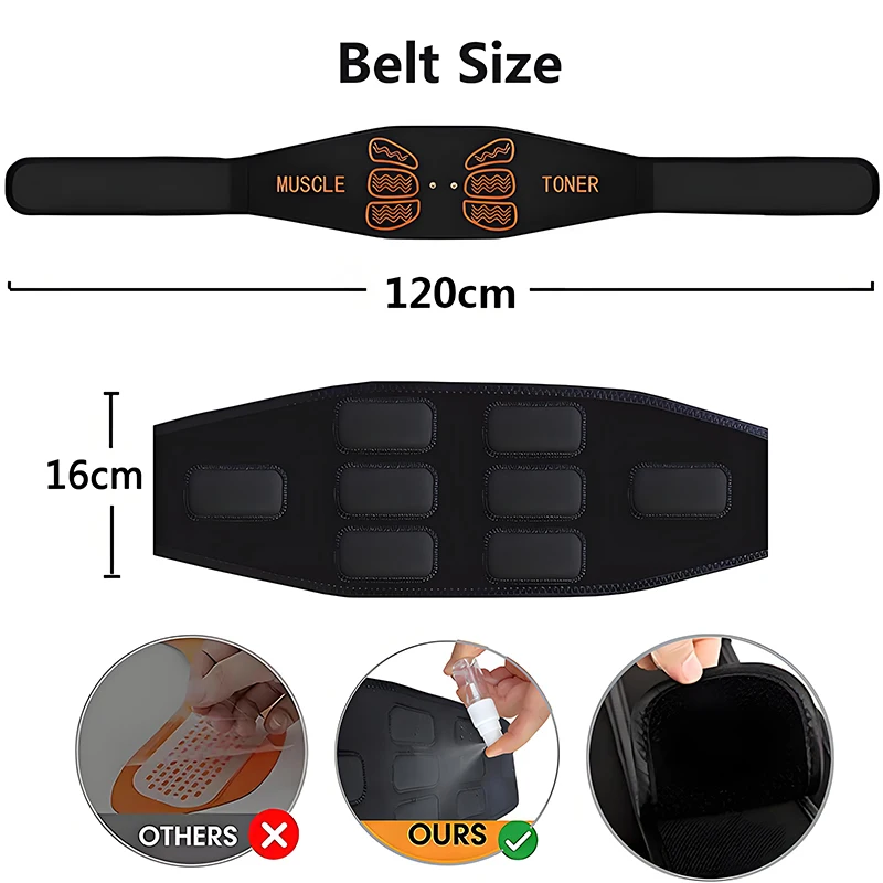 Cinto abdominal EMS elétrico tonificador muscular recarregável - Imagem 2