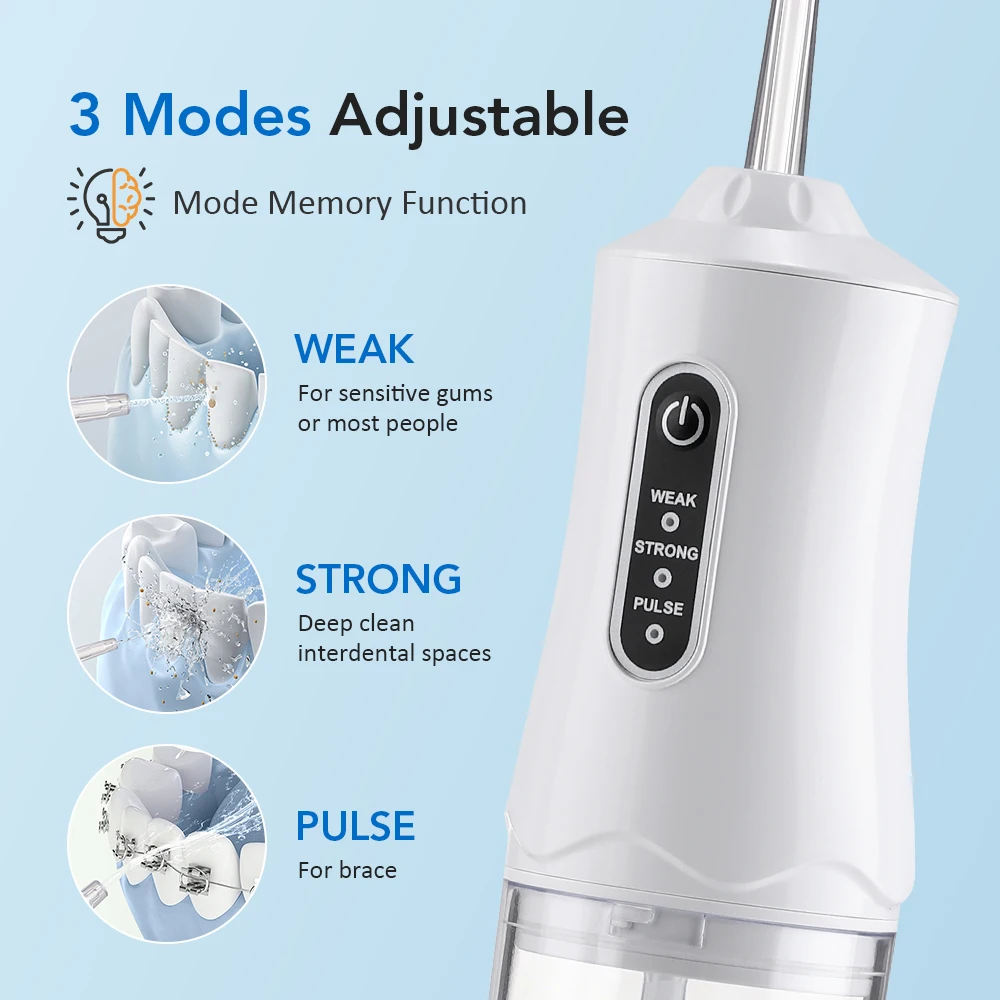 Irrigador Oral Portátil 3 Modos Tanque 220ml 1200 Pulsos/min - Imagem 2