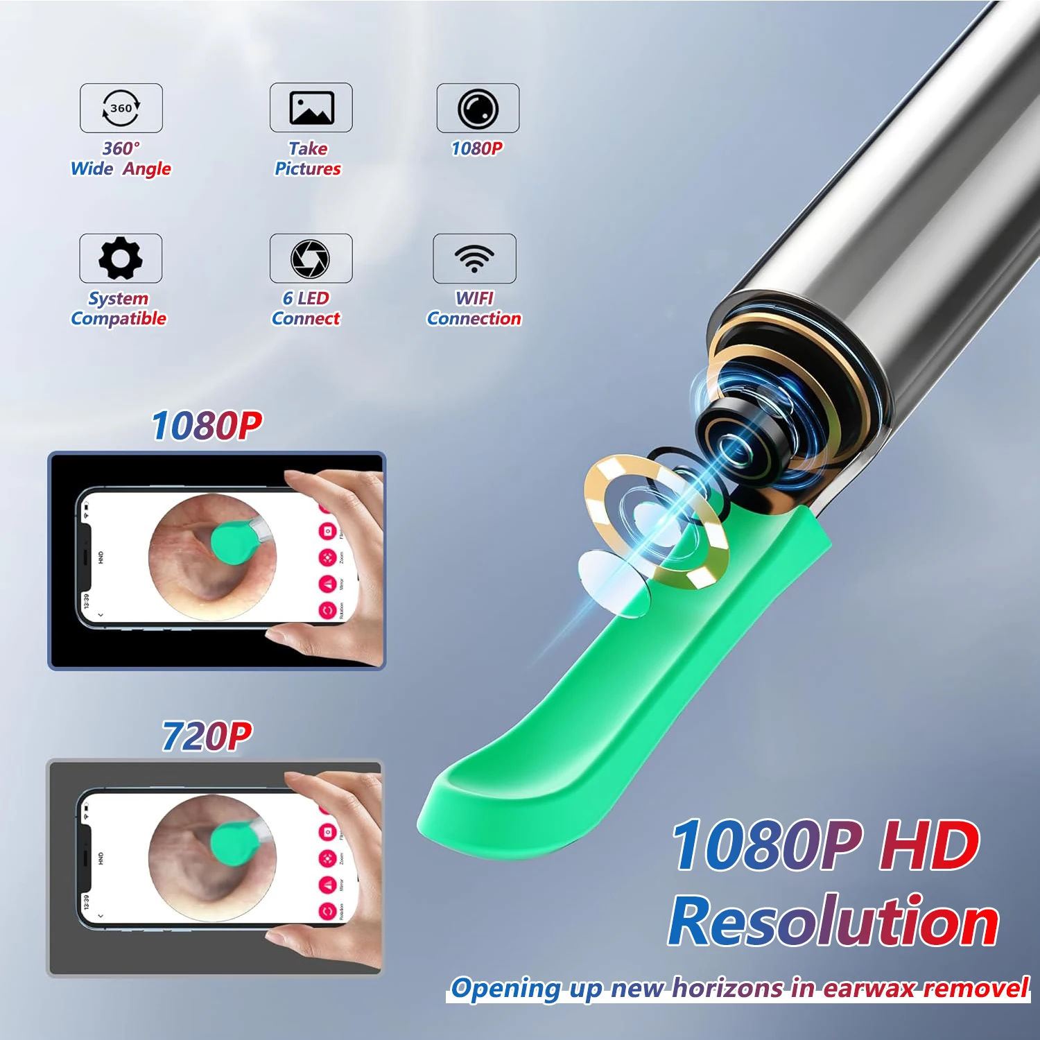 Otoscópio inteligente USB-C com câmera HD e remoção de cera - Imagem 3
