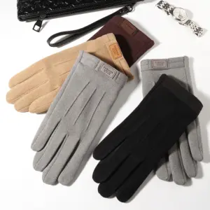 luvas masculinas de veludo de inverno