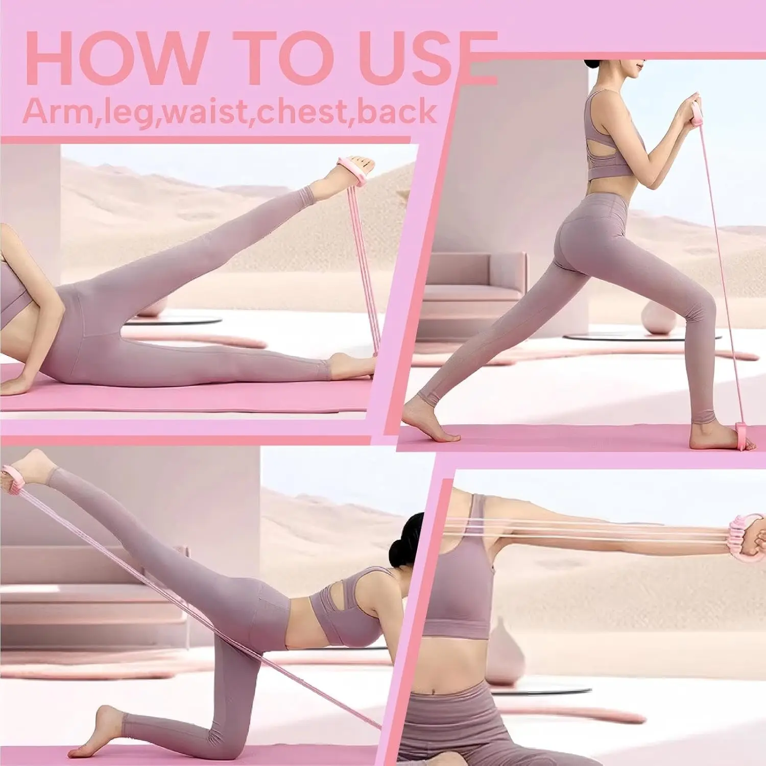 Faixa Elástica de Yoga com 6 Cordas e Tensionador Ajustável - Imagem 6