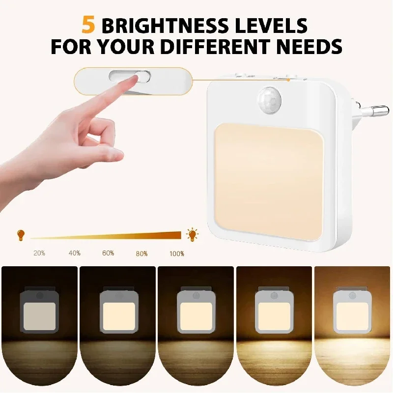 Luz Noturna LED Sensor de Movimento Plugue UE 0,5W - Imagem 4