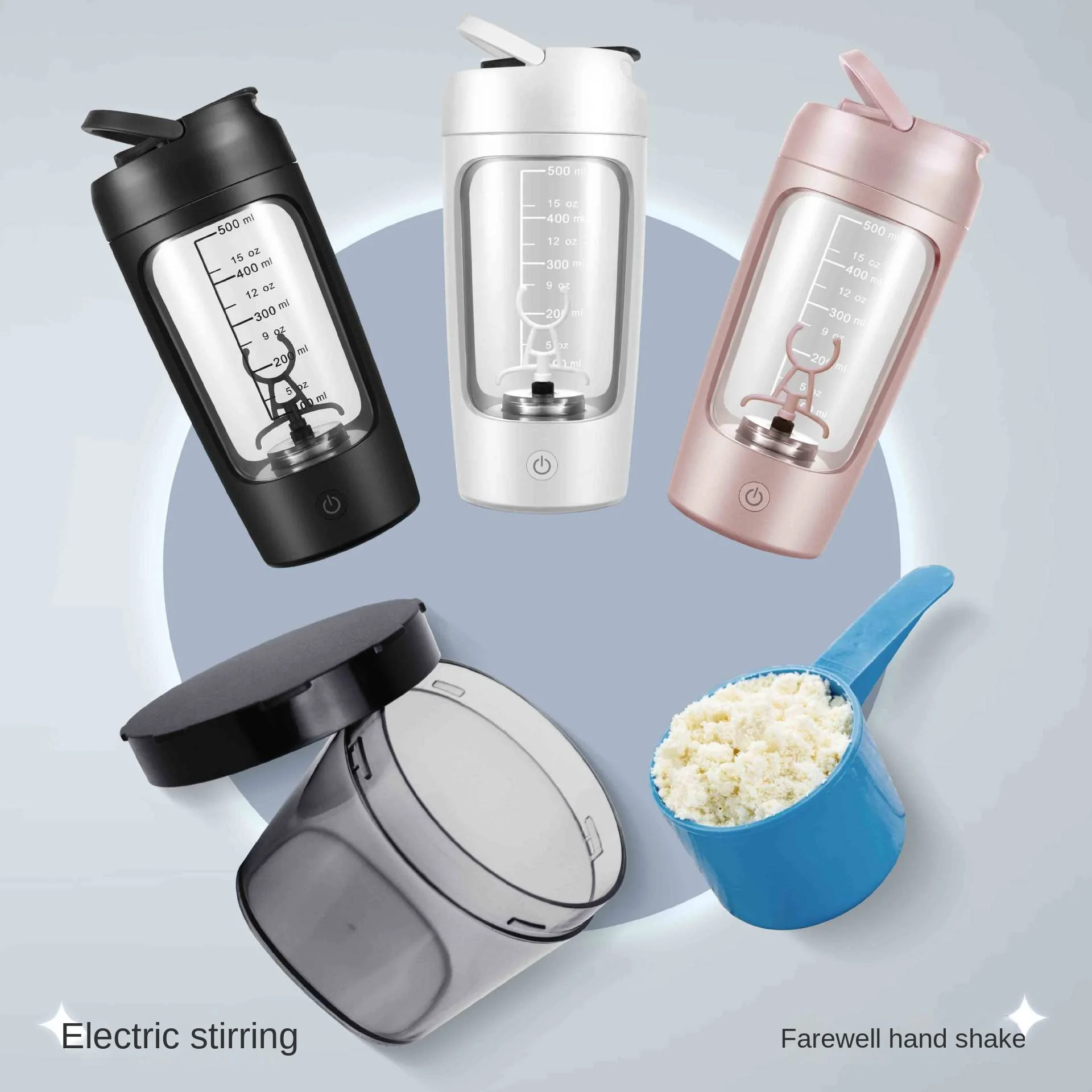 Garrafa Shaker Elétrica Portátil USB 650ml Recarregável - Imagem 2