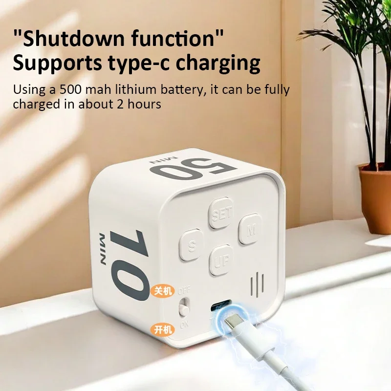 Temporizador Digital Cubo Sensor Gravidade 4 Tempos Recarregável - Imagem 3