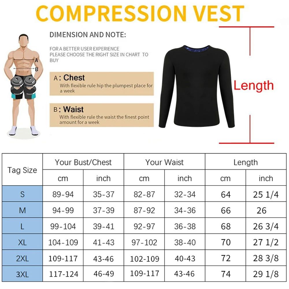 Camisa de sauna masculina de compressão manga longa - Imagem 6