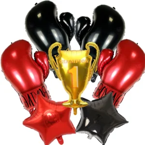 balões luva de boxe vermelho e preto