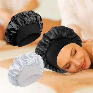 touca de cetim de aba larga para dormir