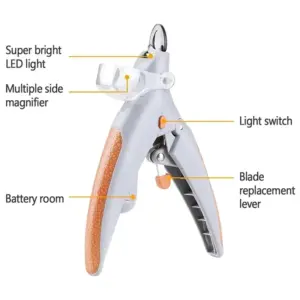 cortador de unhas pet com led e lupa